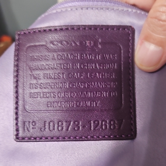 Coach EUC Y2K Crinkle Leather Purple Hobo With Matching Wrislet - Picture 15 of 16